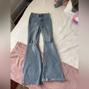 Vanilla Star Light Blue Distressed Flare Jeans